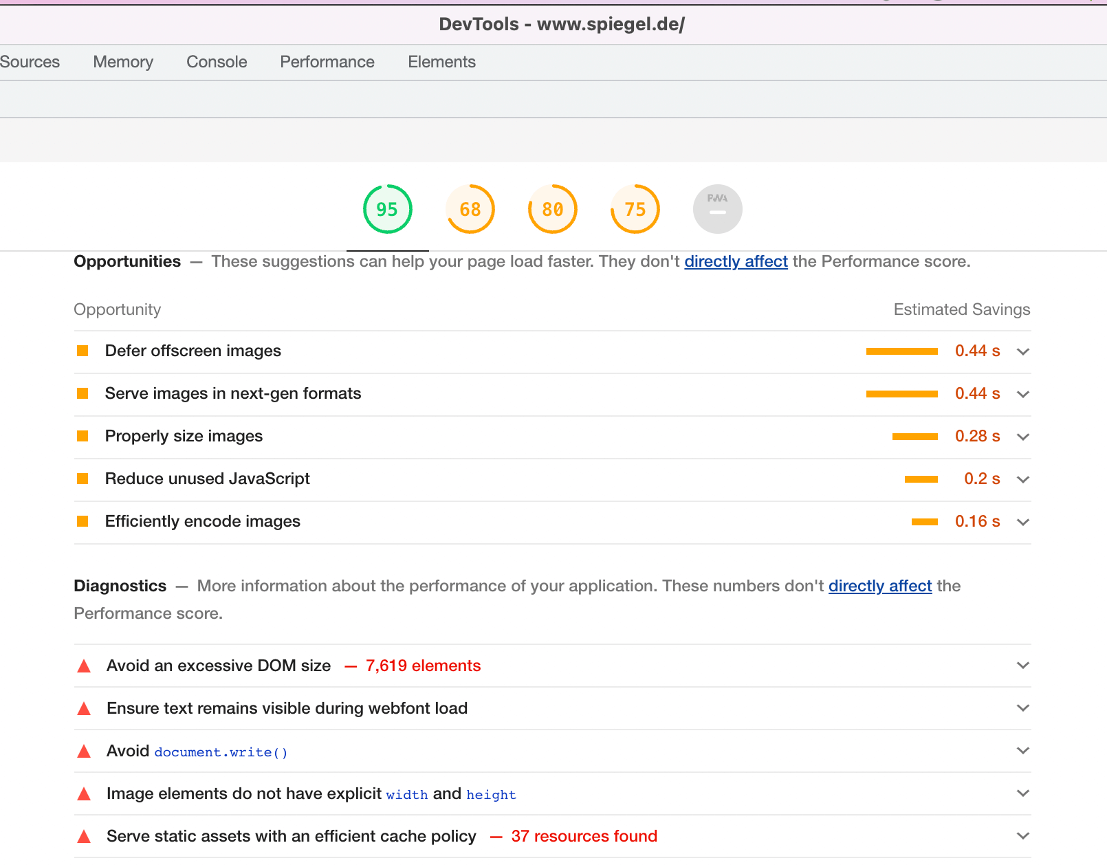 Dev Tool Ansicht